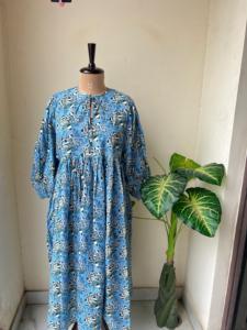 Hecho a mano bohemio algodón Floral Midi túnica mujer bloque impreso amapola diseño Multicolor suave verano Casual Natural mamá regalo ODM - Product Image 3