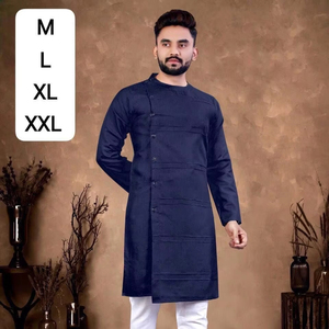 Classique Hommes Coton Kurta Tenue Indienne Traditionnelle pour Mariages Événements Religieux Célébrations Style Quotidien Dessiné À La Main - Product Image 4
