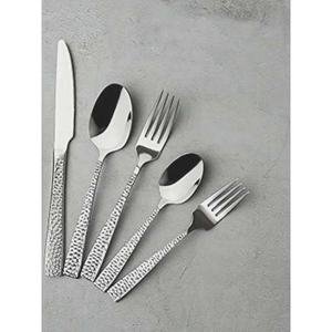 Argent moderne Personnaliser Épais Plat Designer Poignée Design Royal Luxe Élégant En Acier Inoxydable Martelé Couverts - Product Image 1