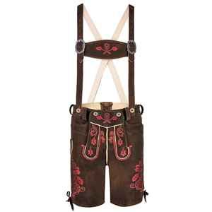 2025 hommes Oktoberfest vêtements traditionnels Costume été bavarois Lederhosen avec pantalon court en cuir véritable et sangles - Product Image 5