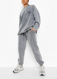 2024 nuevo invierno Casual ropa de calle para mujer conjunto de 2 piezas Sun Faded cordón gota hombro Sudadera con capucha transpirable pantalones de chándal impresos - Product Image 4