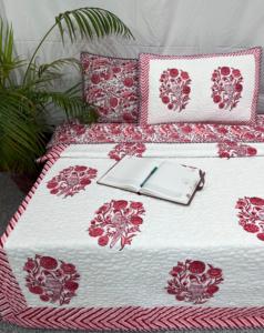 Main Bloc Imprimé Écologique 100% Coton Floral Couette Avec Taies D'oreiller Artisan Fabriqué À La Main Jaipur Coton Couette Ensemble - Product Image 4
