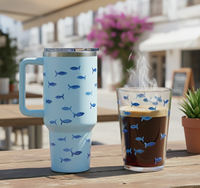Ensemble de vaisselle Drikware sur le thème de l'océan, gobelet et verre à boire, ensemble cadeau, style côtier, vaisselle pour l'été, la maison, la plage et l'usage quotidien