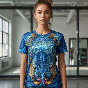 Camiseta informal con estampado gráfico personalizado para mujer, camiseta de verano de punto con sublimación de impresión Digital deportiva de secado rápido 180 GSM para - Product Image 3