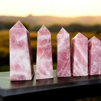 Premium-Qualität Umweltfreundlicher Natürlicher Rosenquarz-Kristall Obelisk Turm Spitze für Spirituelle Energie Chakra Heimdekoration