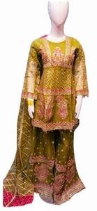 Haute Qualité Dames Readymade Déguisement Lenghas Respirant Pakistanais Droite Silhouette Dentelle Décoration Paillettes Naturel - Product Image 4