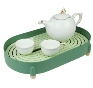 Plateau moderne en plastique, forme ovale, porte-tasses pour le café et le thé, accessoires de cuisine, Design moderne, 1 pièce - Product Image 1