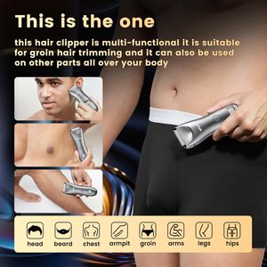 Tondeuse corporelle et pubienne étanche IPX7 pour homme, autonomie 60 min, moteur 6000 tr/min, 5 longueurs réglables avec lumière LED, lame en céramique - Product Image 6