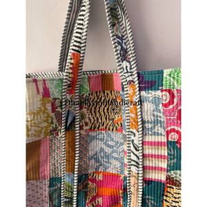 Wholesale Women's Hand Stitched <b>Patchwork</b> Quilting Tote <b>Bags</b> Large Casual Shoulder Shopping Handbags Handmade Indian Handbags - Product Image 3