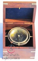Compas nautique en laiton plaqué or poli fait main avec boîte en bois, diamètre 5 pouces, 420g, instrument de navigation maritime moderne