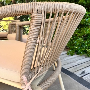 Ensemble de salle à manger en corde pour l'extérieur, table et chaises de patio 6 places pour le jardin ou la terrasse - Product Image 5