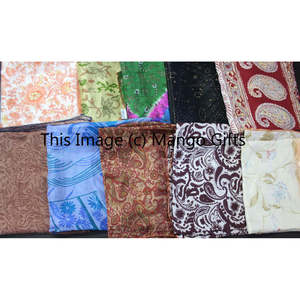 Vintage <b>Indian</b> Satin Silk Sari Large Size Dupatta Head Wrap Shawl Lightweight Digital Printed Viscose Material - Product Image 4