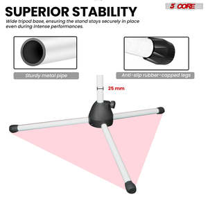 5 Core Mic Stand Floor Height Adjustable <b>Tripod</b> Microphone Stands w Extending Telescoping Boom Arm - Product Image 5