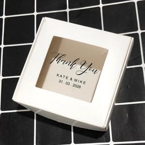 Scatola Regalo in Carta Kraft con Logo Personalizzato e Finestra, Scatole per Confezioni Regalo con Nome e Data Personalizzati Stampati per <span class=keywords><strong>Bomboniere</strong></span> Matrimoniali - Product Image 4