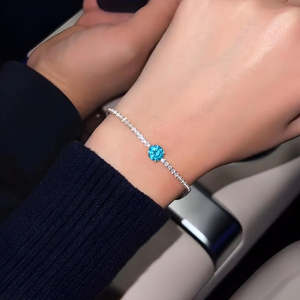 NOVAMART Fine Fine <b>Silver</b> Blue Brilliant Cut <b>Charm</b> <b>Bracelet</b> Wholesale Export - Product Image 1