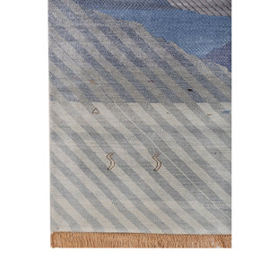 Tapis Manchaha bleu noué à la main en laine et soie de bambou, épaisseur 10 mm, motif rectangulaire pour couloir, pour sol domestique, modèle n° Les-2947 - Product Image 4