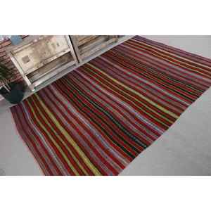 Alfombra Turca de Lana de 5.2x7.5 pies, Color Rojo Púrpura con Borde - Product Image 3