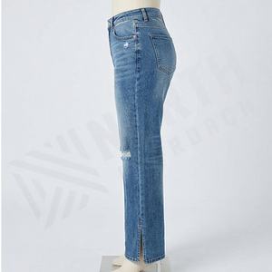 Fashion <b>Women's</b> Ripped <b>Jeans</b> Pants Casual Flare <b>Jeans</b> High Quality Ladies Denim Trousers Customized Color Breathable Streetwear - Product Image 3