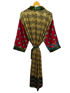 Fait à la main indien Vintage soie recyclée Sari Kimono Patchwork Kimono Robe Bikini couvrir vêtements de nuit longue Robe, - Product Image 5