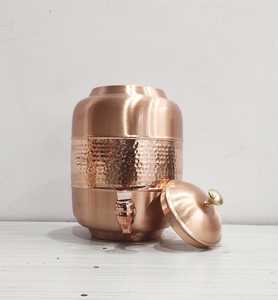 Dispensador de agua de cobre puro cobre sólido martillado con forma redonda para el hogar y el restaurante utensilios de cocina enfriador de agua potable - Product Image 3