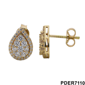 ต่างหูเพชรรูปลูกแพร์สีทอง14K ที่หรูหราและซับซ้อนของผู้หญิง1.01เพชรประกอบ CTW - Product Image 5