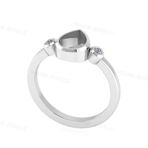 Bague semi-montée en argent sterling 925 créative 2025, forme poire 8x6mm, design simple et tendance, pour fiançailles, vente en gros, bijoux pour femmes - Product Image 4