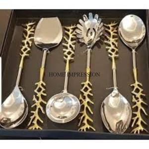 Hojas de diseñador de aluminio fundido chapado en oro con acabado de Color plateado Arte Creativo moderno diseño único juego de cubiertos suministros - Product Image 3