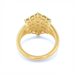 แหวนประดับพลอยเพอริดอทดีไซน์รังผึ้งทรงกลมเคลือบทองคำสีเหลือง พร้อมอัญมณีสีเขียว - Product Image 5