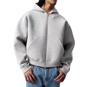 Sudadera con Capucha de Moda Urbana Vintage para Hombre, Lavada al Ácido, de Algodón Grueso, con Cremallera y Hombros Caídos - Product Image 4