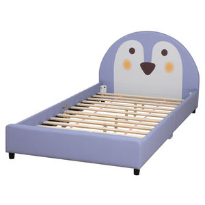 Cama Infantil con Marco de Madera y Tela de Terciopelo, Cama Infantil Tapizada, Marco de Cama Infantil de Madera Maciza para Dormitorio/Hotel - Product Image 1