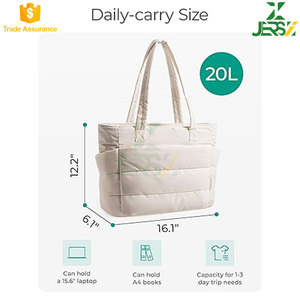 Stylish <b>Quilted</b> Puffy <b>Tote</b> Handbag for Women Lightweight Embroidered Zipper Drawstring Customizable Multiple Large Shoulder <b>Bag</b> - Product Image 2