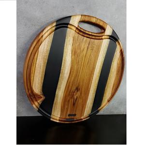 Bandeja para servir de madera y resina de calidad elegante, mango de un lado, utensilios de cocina para desayuno, vajilla, bandeja decorativa para comedor y sala de estar - Product Image 1