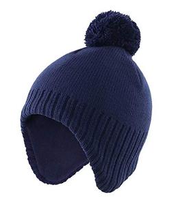 Bonnet en tricot doublé satiné unisexe, épais et ample, avec pompon en fausse fourrure, design côtelé et dessiné à la main, idéal pour l'hiver, la plage et les voyages - Product Image 1