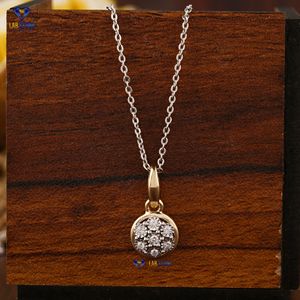 Colgante de diamante de corte brillante redondo TDW 0.077 con cadena de oro amarillo certificado/diamante Cvd no certificado | Joyería - Product Image 1