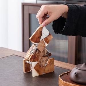 จานรองแก้วไม้อะคาเซียทำจากไม้อีพอกซีเรซินออกซี่ดีไซน์ที่เป็นเอกลักษณ์เสื่อและแผ่นรองสไตล์คลาสสิกสำหรับบ้านและปาร์ตี้สินค้ามาใหม่ - Product Image 1