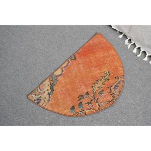Alfombra de lana Vintage naranja Beige de 2,5x1,5 pies, diseño de retazos de área grande clásico turco para dormitorio, pasillo rectangular de látex - Product Image 4