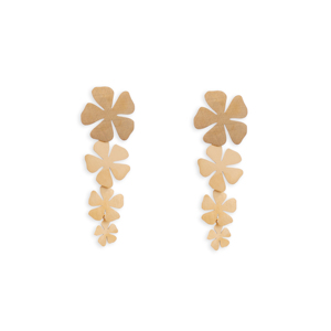 CUCOCUCA YXQ E442 Orecchini pendenti alla moda in acciaio inossidabile spazzolato dorato, design a forma di fiore. per la primavera - Product Image 1