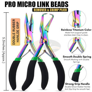 Stainless Steel Hair <b>Extension</b> Tools Kit Includes 2 Hole Micro <b>Beads</b> Microlink Crimping Plier 12pcs Sectioning Clips Quick - Product Image 3
