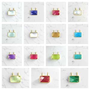925 argent Aqua calcédoine Rectangle pierre précieuse à facettes 10x14 MM Double caution pendentif à breloque bijoux pour femmes - Product Image 2