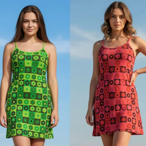 Nouveau Boho Haute Couture Bonneterie Robe Motifs Floraux Multicolore Respirant et Lavable Taille Naturelle Fit - Product Image 1