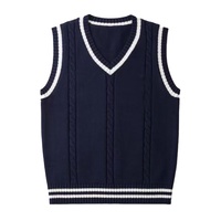 Unisex V-Ausschnitt Strickjacke Wolle/Acryl Einfarbig Winter Atmungsaktiv Neue Schuluniform Strickware Ärmellos Fleece Maßanfertigung