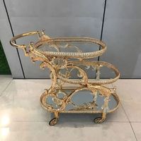 Chariot de service luxueux et élégant SS à 2 niveaux pour une utilisation au bureau à domicile au prix de gros de l'Inde Chariot SS fait à la main pour Hote