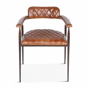 Fauteuil Delgado en bois de teck massif avec dossier et assise recouverts de mousse et de cuir pour l'intérieur et l'extérieur - Product Image 2