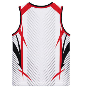 Ensemble de maillot de basket-ball pour hommes, débardeur sans manches, short respirant à séchage rapide, imprimé par sublimation en maille/polyester, col en V, été - Product Image 4