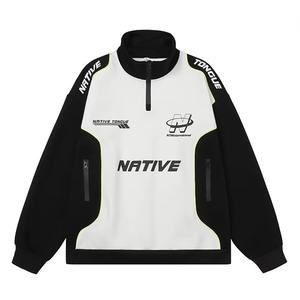 Sweat-shirt personnalisé à demi-fermeture éclair vintage en éponge française en patchwork sweat-shirt pour homme avec poches imprimées personnalisées nouvel arrivage - Product Image 3