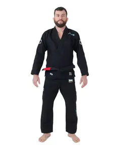 Venta caliente Pearl Wave hombres personalizar negro brasileño Jiu Jitsu BJJ Gis 100% algodón en 450 Gsm Kingz Bjj Gis Kimono uniformes