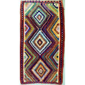 Un kilim Sanandaj vintage authentique, noué à la main, unique en son genre, 9'11 x 4'11 - Product Image 1
