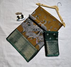 Dola jazi Saree Sari trabajo de bordado múltiple con blusa de trabajo para correr viscove jazi Patta - Product Image 5