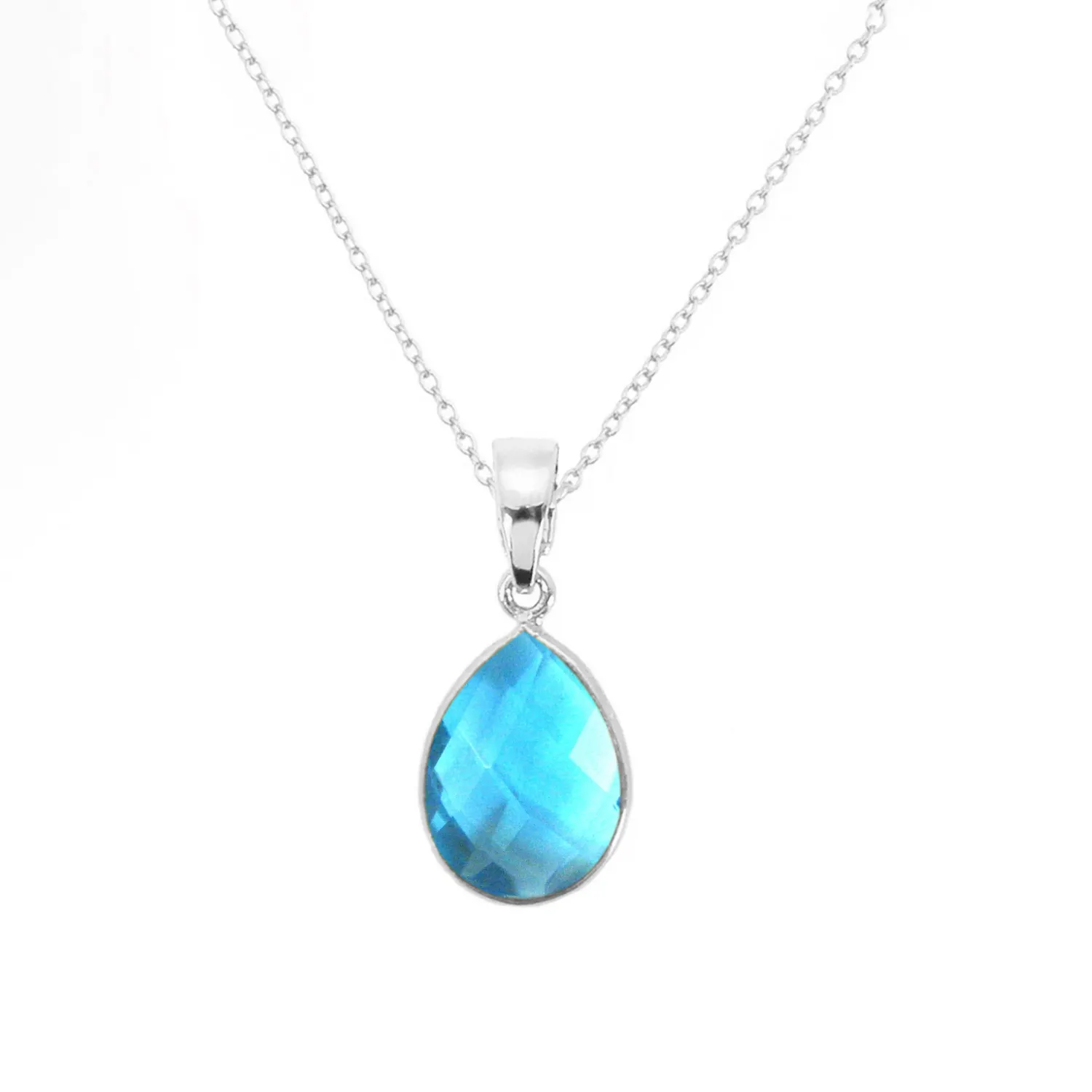 Großhandel 925 Sterling-Silber Perren-Beisel-Charme-Herrhang mit Bürgschaft-Halsband natürliche blaue Topaz-Edelstein-Ohrringe für Männer Unisex