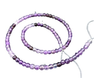 อัญมณีอเมทิสต์ธรรมชาติสายยาว14นิ้ว,ลูกปัดกลมเล็กเรียบทำเครื่องประดับแฮนด์เมดหินประจำเดือนกุมภาพันธ์ - Product Image 1